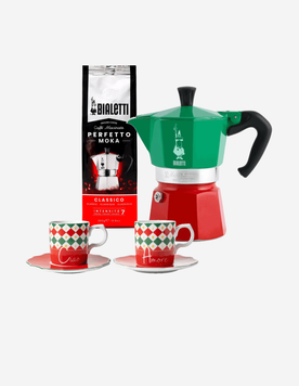 Набір Bialetti (Біалетті) Moka Express Italia Tricolore, кавоварка на 3 чашки 15BAR-21061 фото