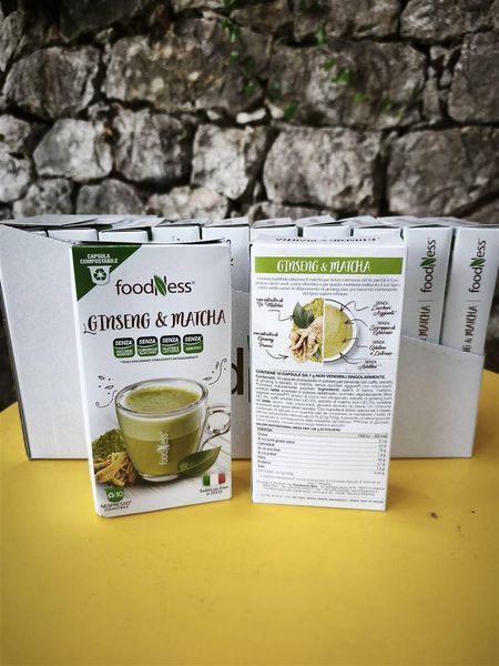 Матча лате з женьшенем у капсулах &mdash; FoodNess Ginseng & Matcha, 10 капсул, без цукру, сумісні з кавомашинами Nespresso Original FN-GINSENG-MATCHA-10 фото