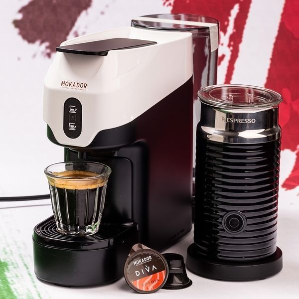 Набір Mokador DIVA D1 Vending White + Nespresso Aeroccino 3 &mdash; кавомашина та спінювач молока 2083581990 фото