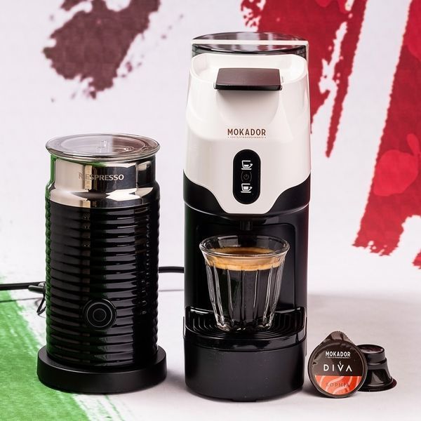 Набір Mokador DIVA D1 Vending White + Nespresso Aeroccino 3 &mdash; кавомашина та спінювач молока 2083581990 фото
