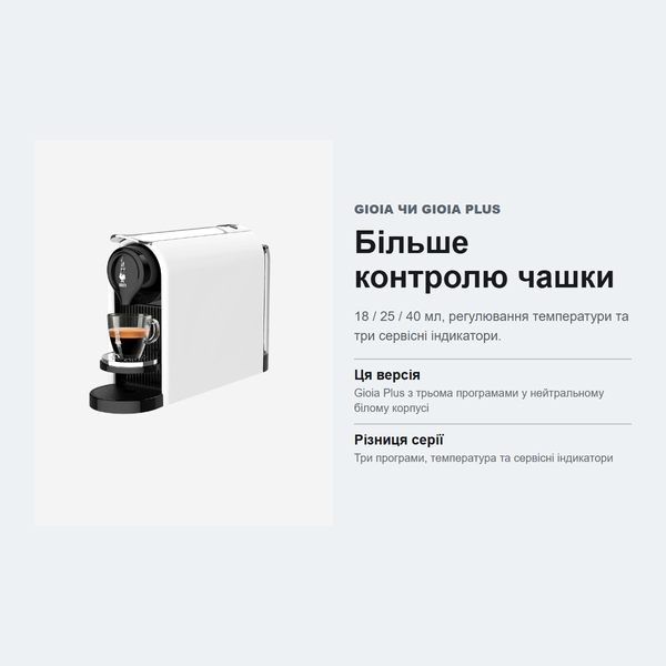 Капсульная кофемашина Bialetti Gioia Plus белая, 3 программы, 20 бар, 0,5 л 012920020 фото