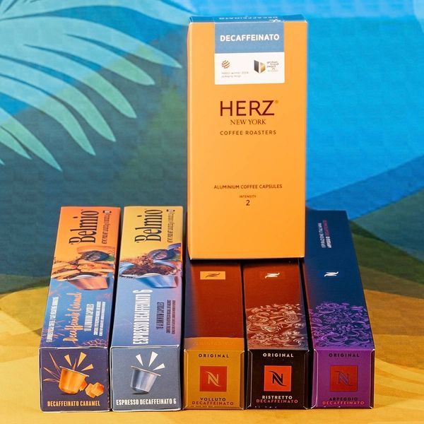 Набір капсул безкофеїнової кави Асорті Decaffeinato Mix (сумісні з Nespresso), Nespresso, Belmio, Herz (60 капсул) 2929479021 фото