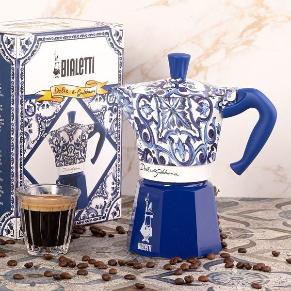 Гейзерная кофеварка Bialetti Moka Express Dolce&Gabbana Blu Mediterraneo, 3 чашки 0005345 фото