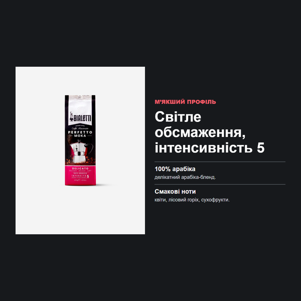 Кава мелена Bialetti (Біалетті) Perfetto Moka Delicato, 250 г, для гейзерної кавоварки 096080513 фото