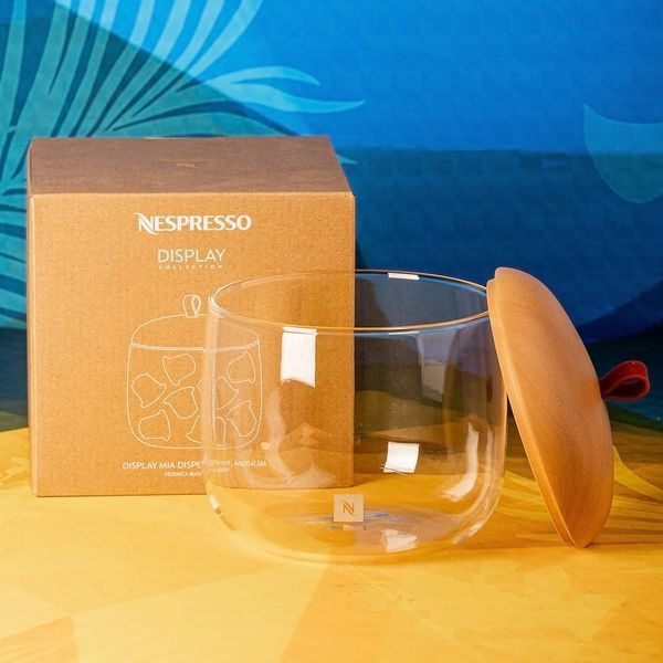 Диспенсер для кавових капсул Nespresso Lume Mia, поєднання скла та дерева. Місткість: 60 капсул (без капсул) 2197994348 фото