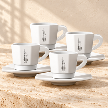 Набор чашек с блюдцами Bialetti, 75 мл, 4 шт., белый RTATZ402 фото