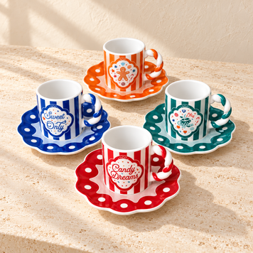 Набор чашек с блюдцами Bialetti Candyland, 80 мл, 4 шт. NCANDY003 фото