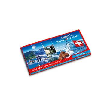 Сувенірна плитка SwissDream молочний шоколад, краєвиди Швейцарії, 100 г SD300 фото