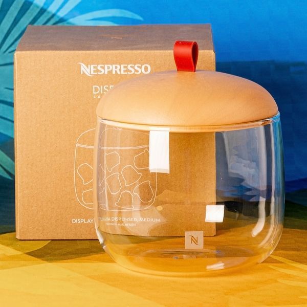 Диспенсер для кавових капсул Nespresso Lume Mia, поєднання скла та дерева. Місткість: 60 капсул (без капсул) 2197994525 фото
