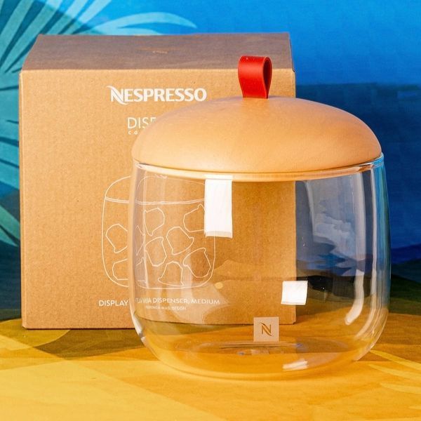 Диспенсер для кавових капсул Nespresso Lume Mia, поєднання скла та дерева. Місткість: 60 капсул (без капсул) 1439446408 фото