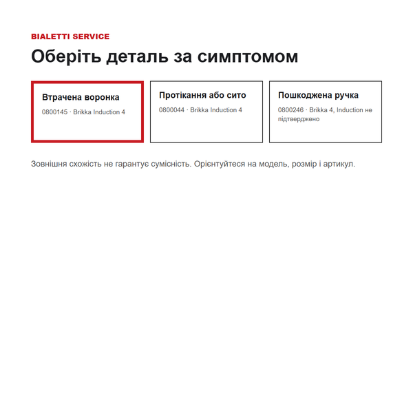 Оригінальна воронка Bialetti для Brikka Induction на 4 чашки (0800145) 0800145 фото