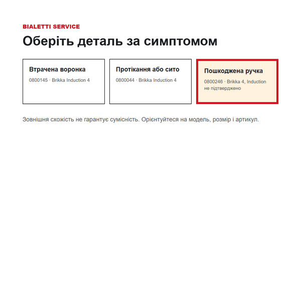 Ручка Bialetti для Brikka 4 чашки, 0800246 0800246 фото